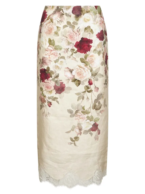 Cream Cascade Print Hypnotic Pencil Skirt sold by Lord & Taylor