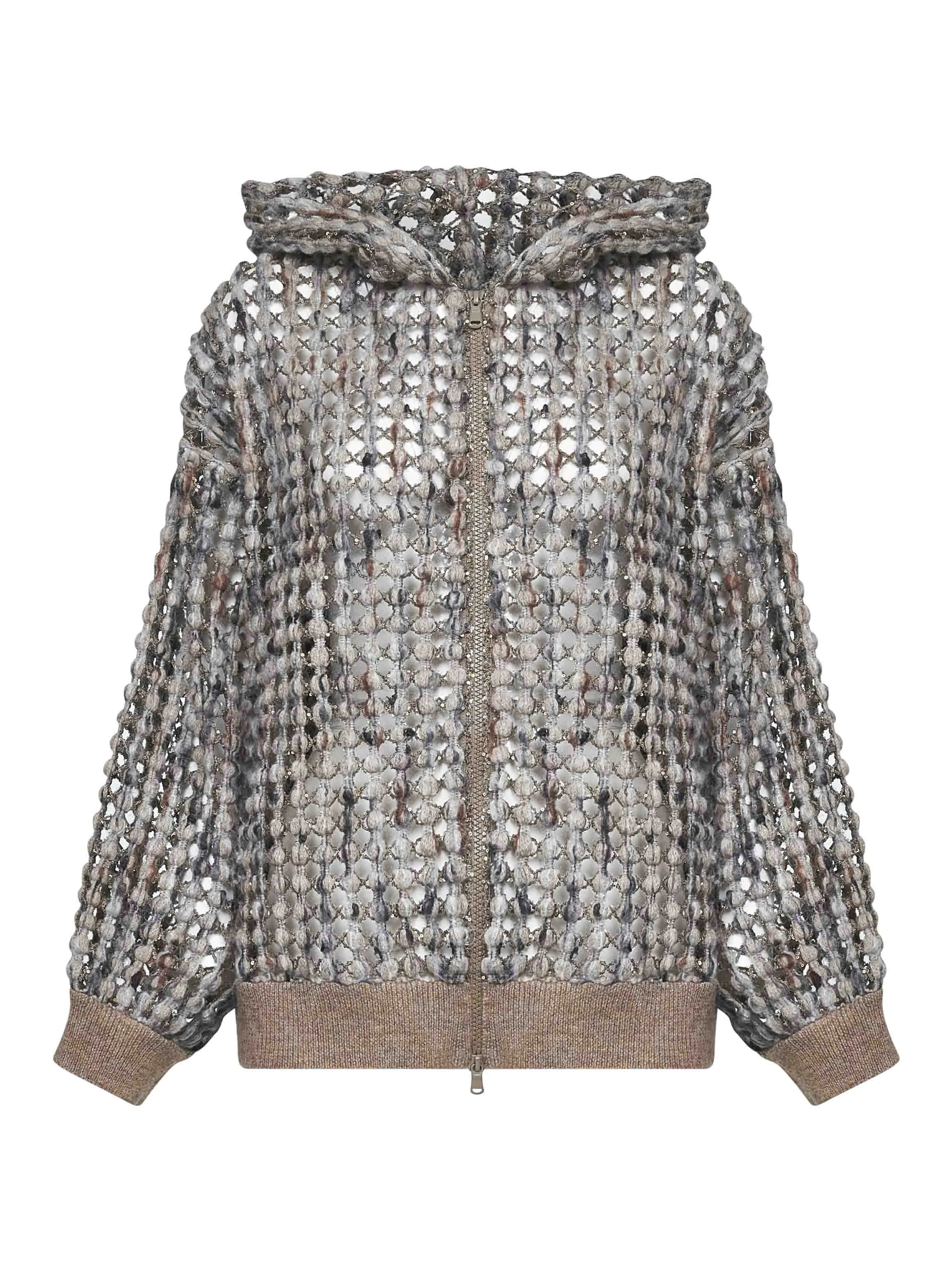 Balloon Net Embroidery Zip-Up Hooded Cardigan sold by Lord & Taylor