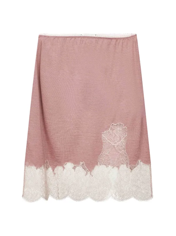 Pink Lightweight Knit and Lace Short Skirt sold by Lord & Taylor