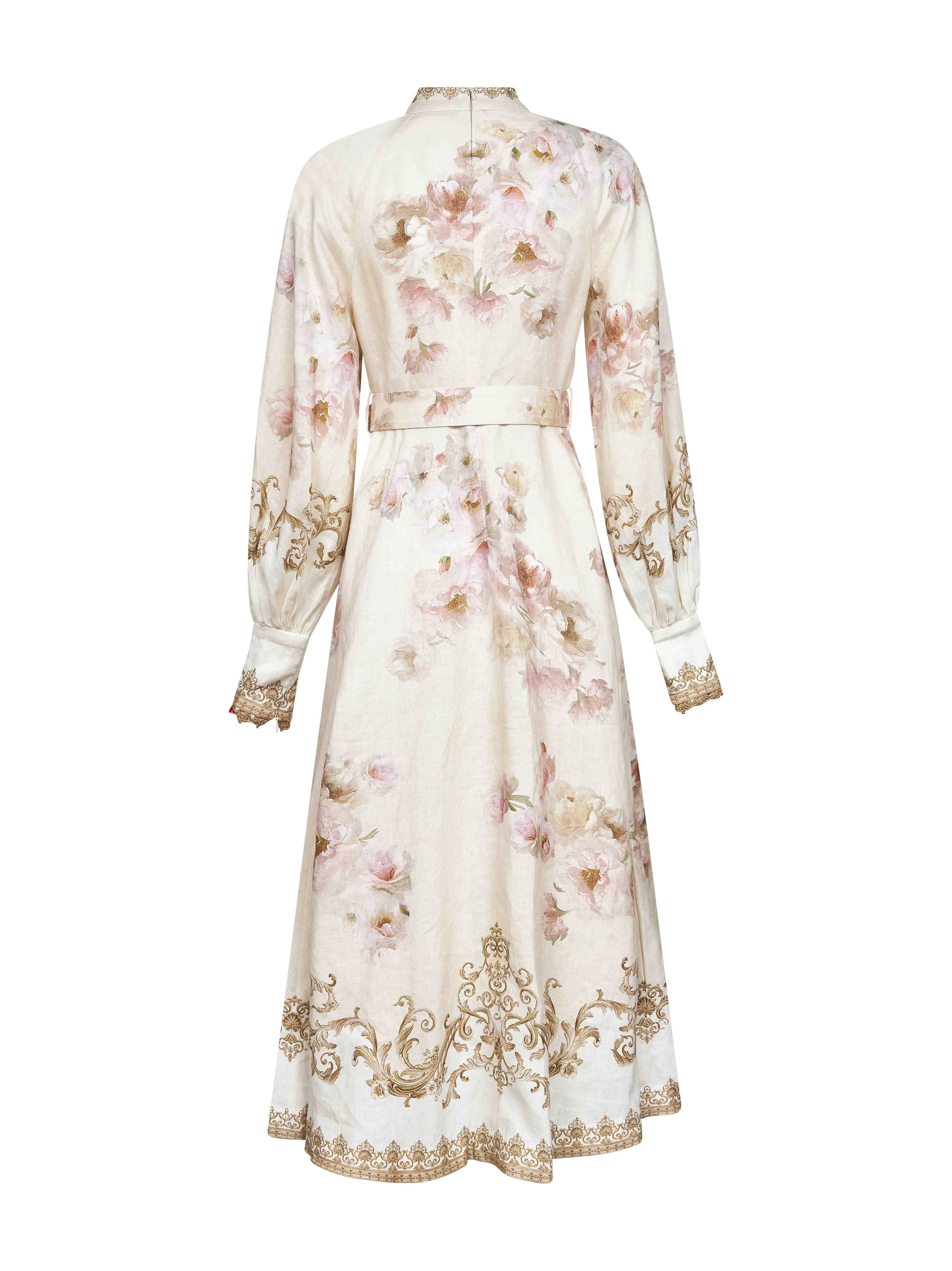 Cream Peony Print Linen Midi Dress sold by Lord & Taylor product image thumbnail 2