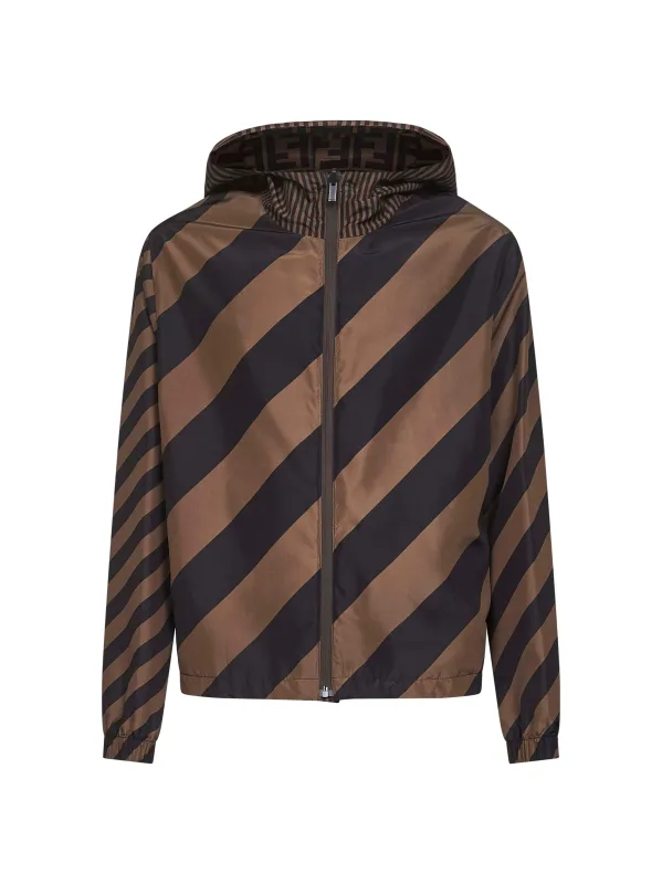 Brown Reversible Hooded Windbreaker made by Fendi