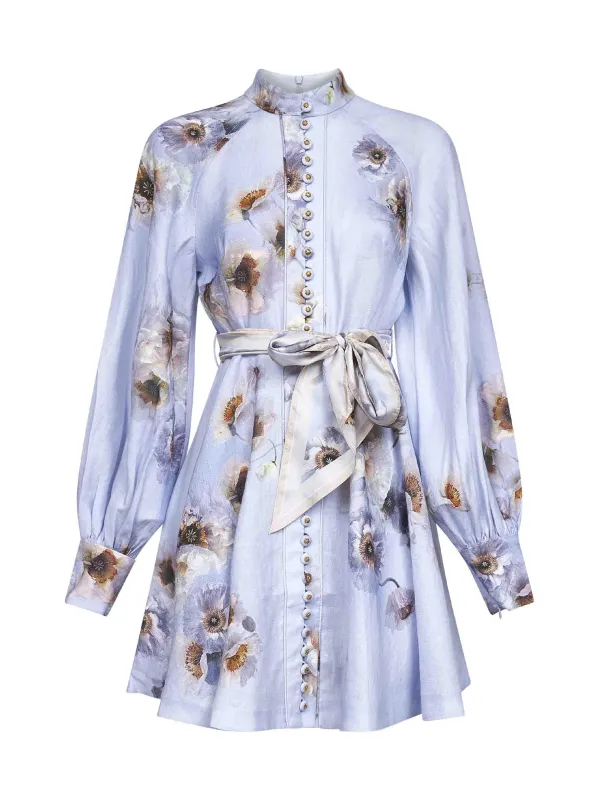 Lilac Poppy Print Linen Mini Dress sold by Lord & Taylor