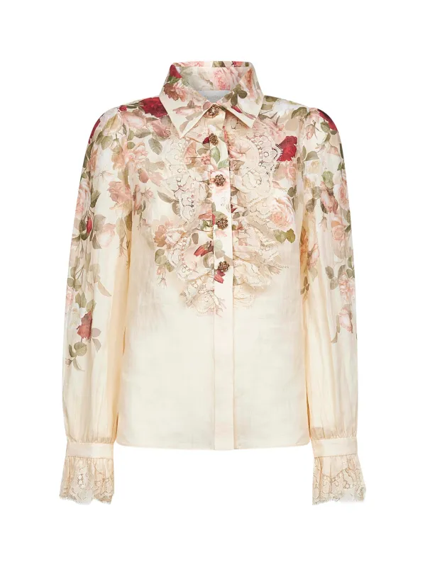 Cream Cascade Print Hypnotic Tux Shirt sold by Lord & Taylor
