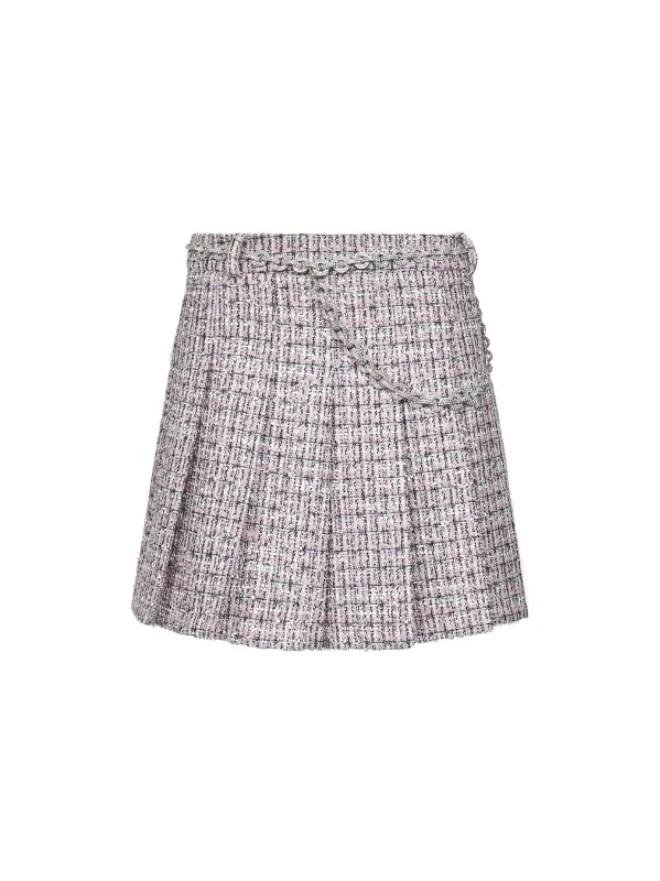 Pink Bouclé Pleated Mini Skirt made by Self-Portrait