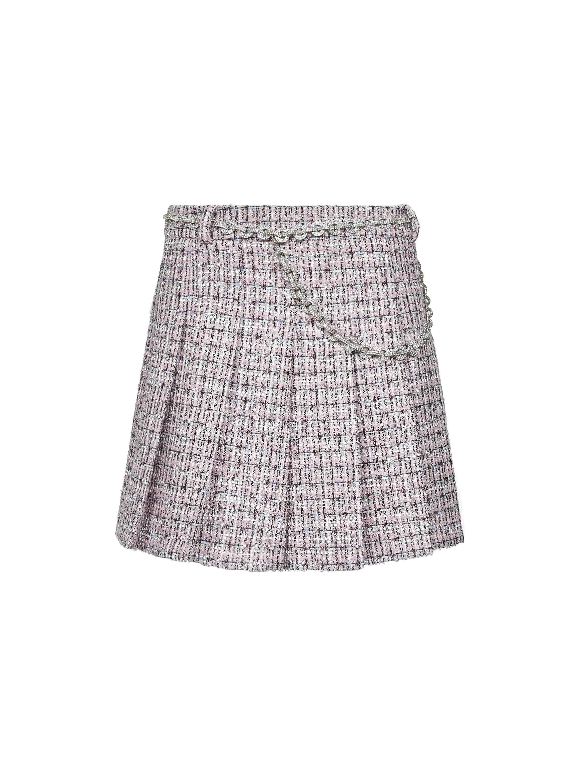 Pink Bouclé Pleated Mini Skirt sold by Lord & Taylor