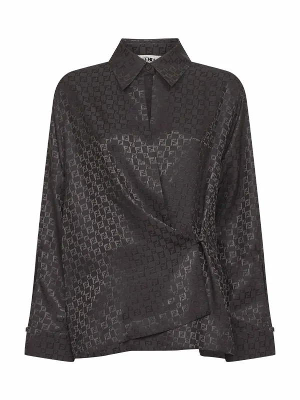 Brown FF Jacquard Silk Shirt sold by Lord & Taylor