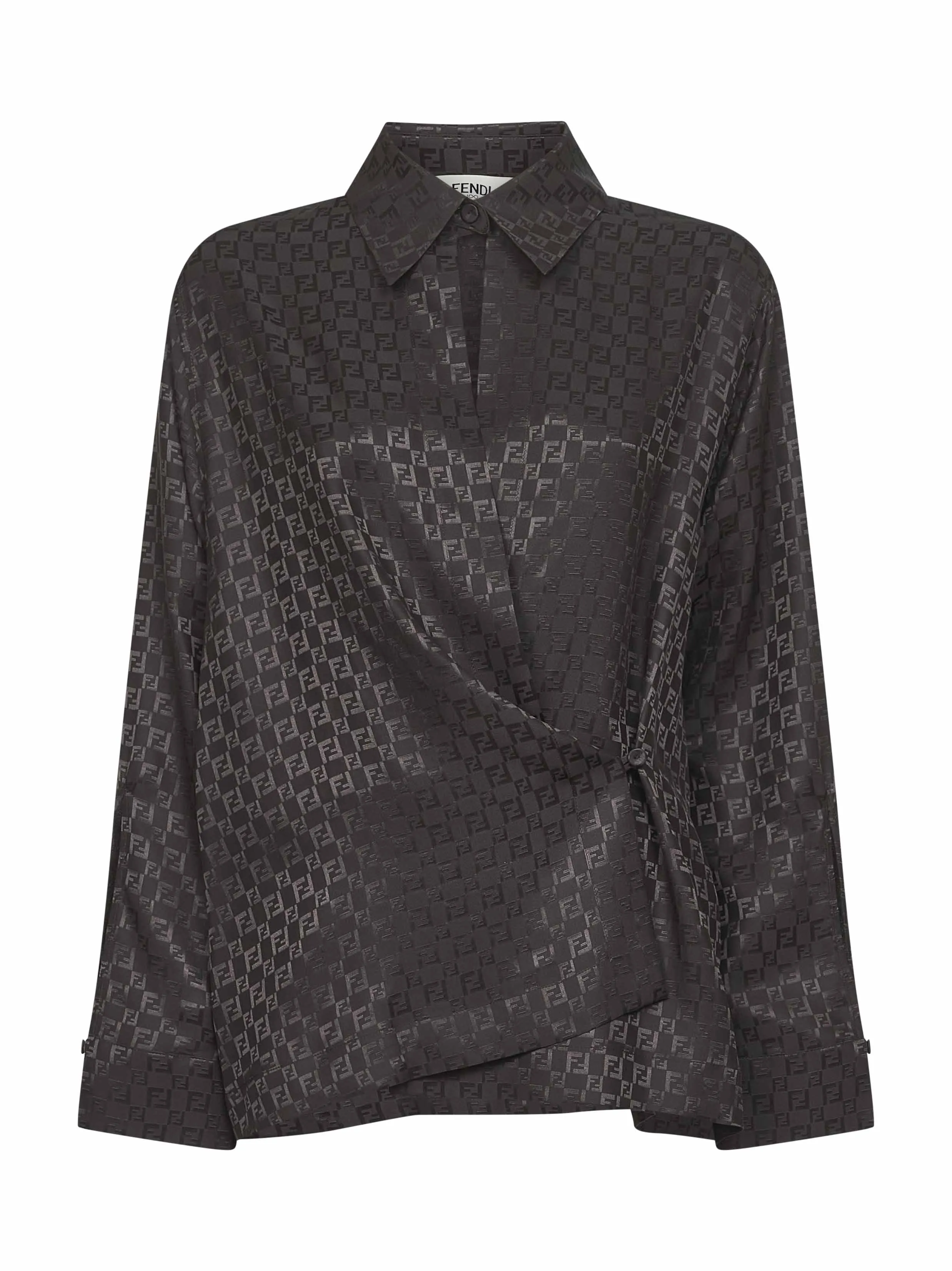 Brown FF Jacquard Silk Shirt sold by Lord & Taylor