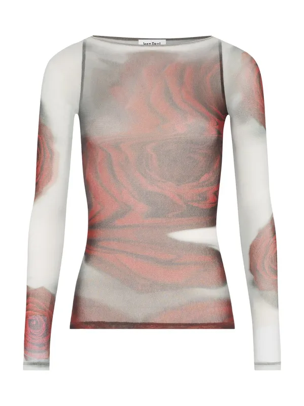 Jean Paul Gaultier The Red Blurry Roses Top sold by Lord & Taylor
