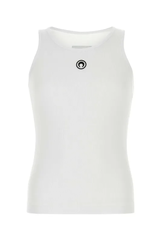 WHITE STRETCH COTTON TANK TOP made by Marine Serre