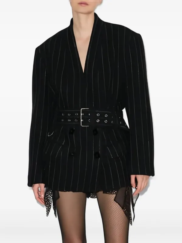 FYMA BLACK JACKET WITH WHITE STRIPES AND BELT sold by Lord & Taylor