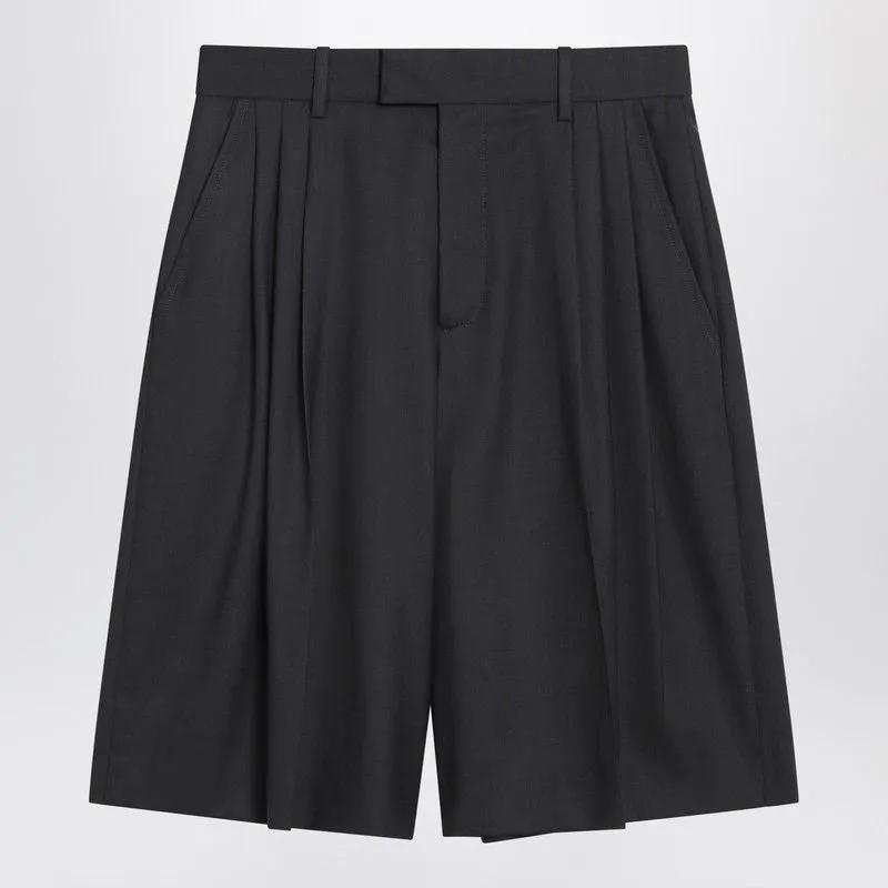 BERMUDA 3-PLEAT ASPHALT GREY IN WOOL sold by Lord & Taylor