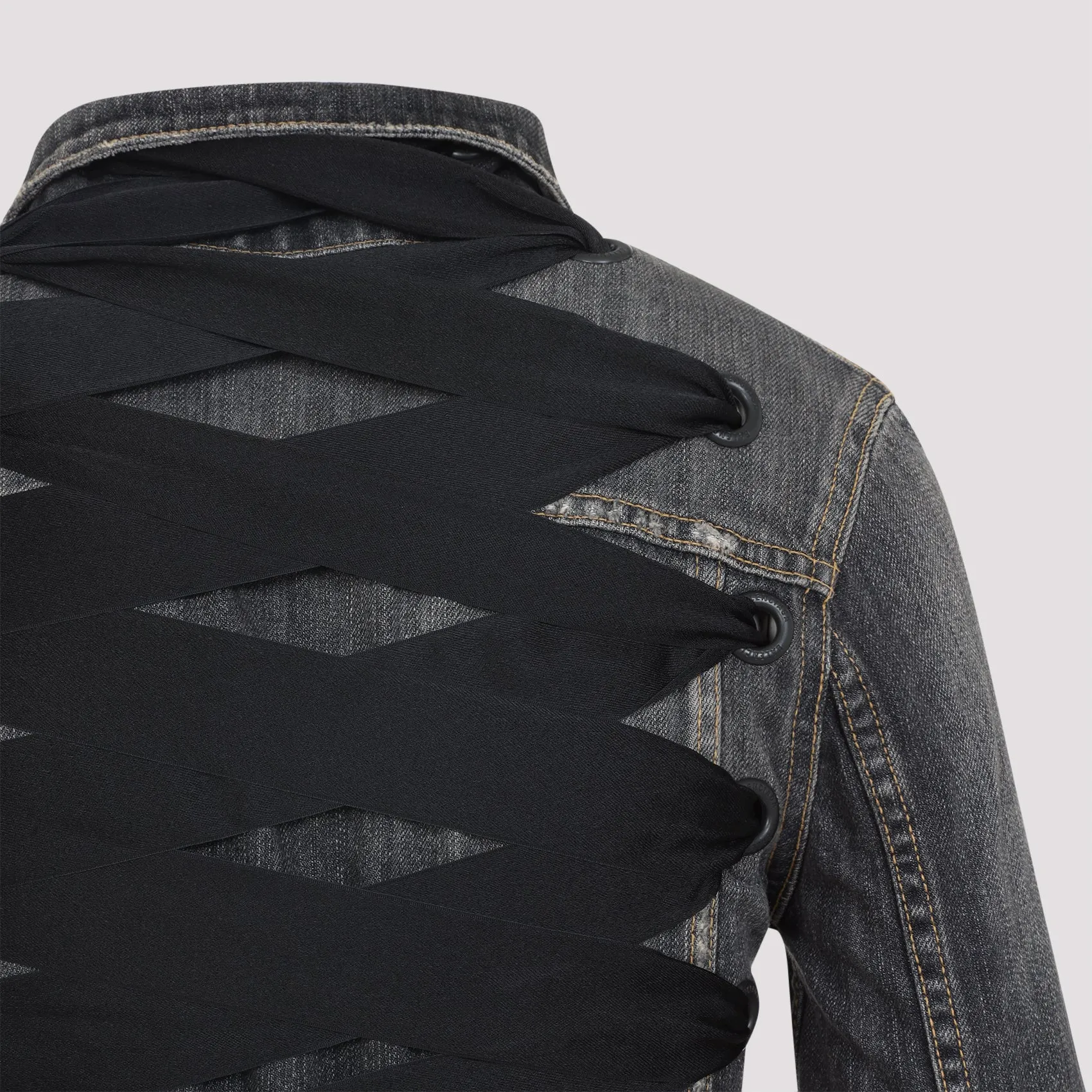 DARK GREY DENIM JACKET WITH LACES sold by Lord & Taylor product image thumbnail 4
