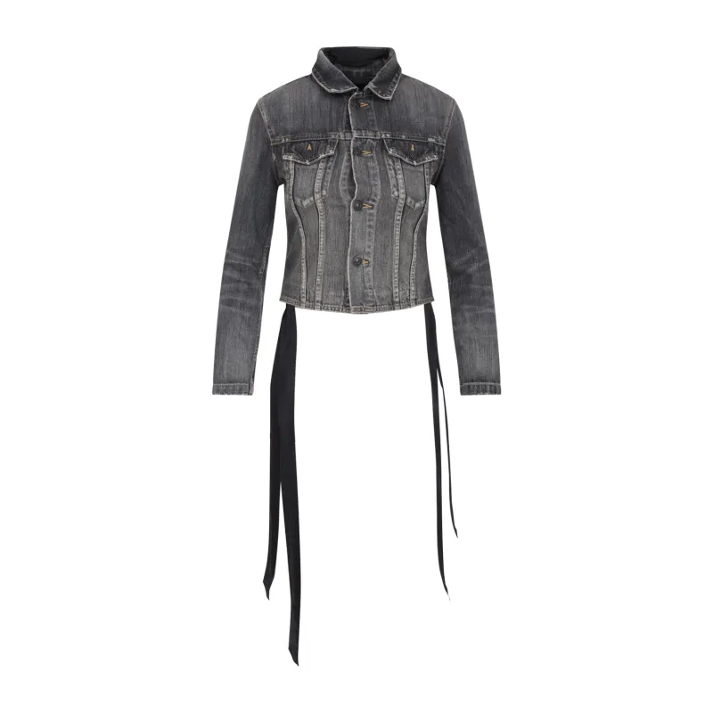 DARK GREY DENIM JACKET WITH LACES sold by Lord & Taylor