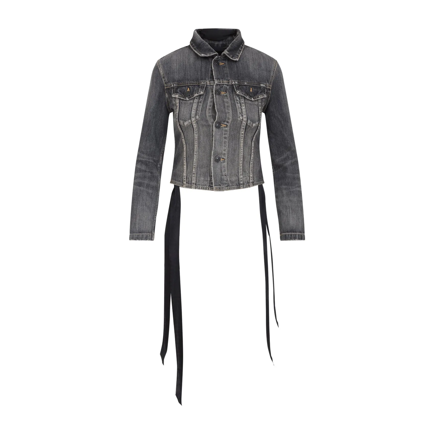 DARK GREY DENIM JACKET WITH LACES sold by Lord & Taylor