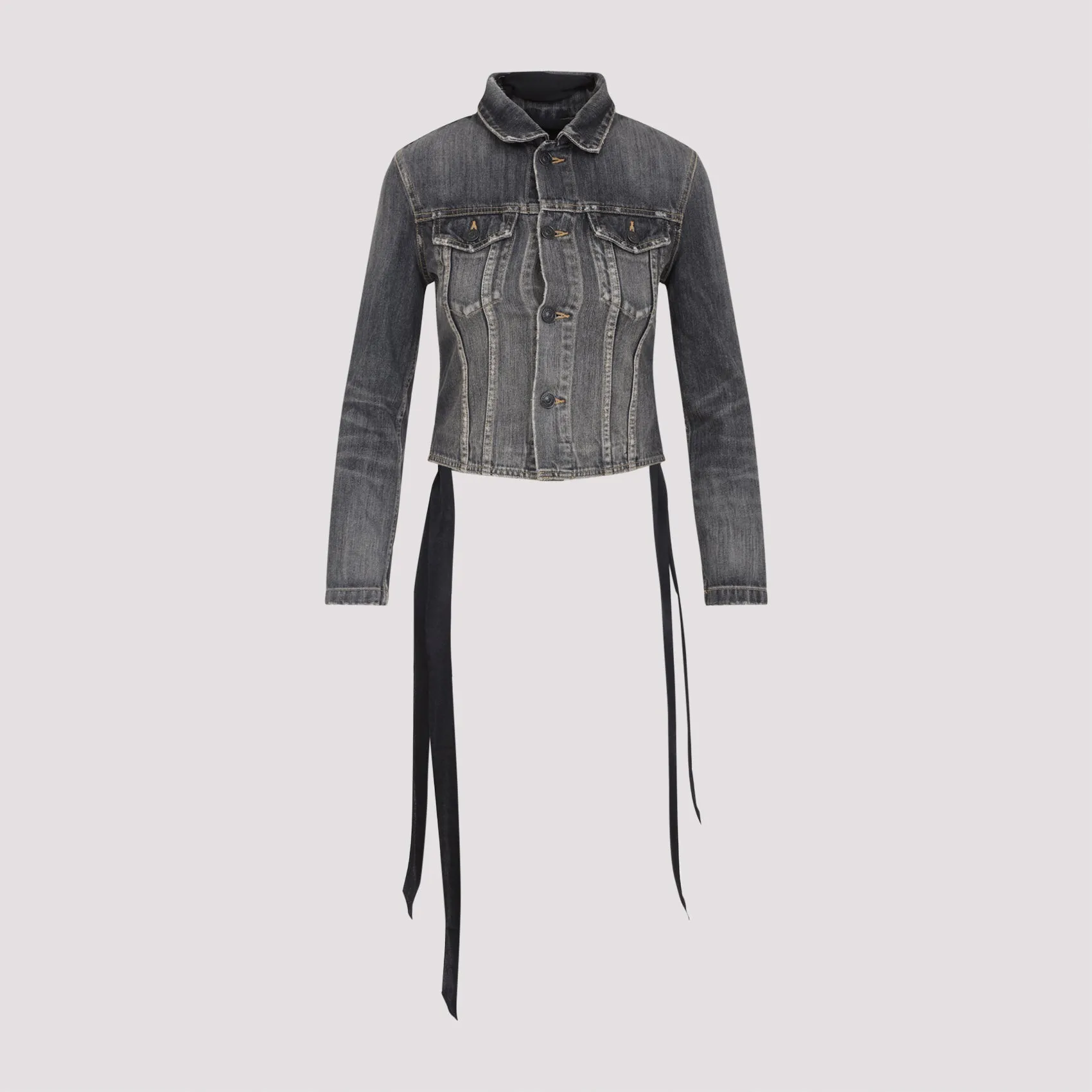 DARK GREY DENIM JACKET WITH LACES sold by Lord & Taylor product image thumbnail 2
