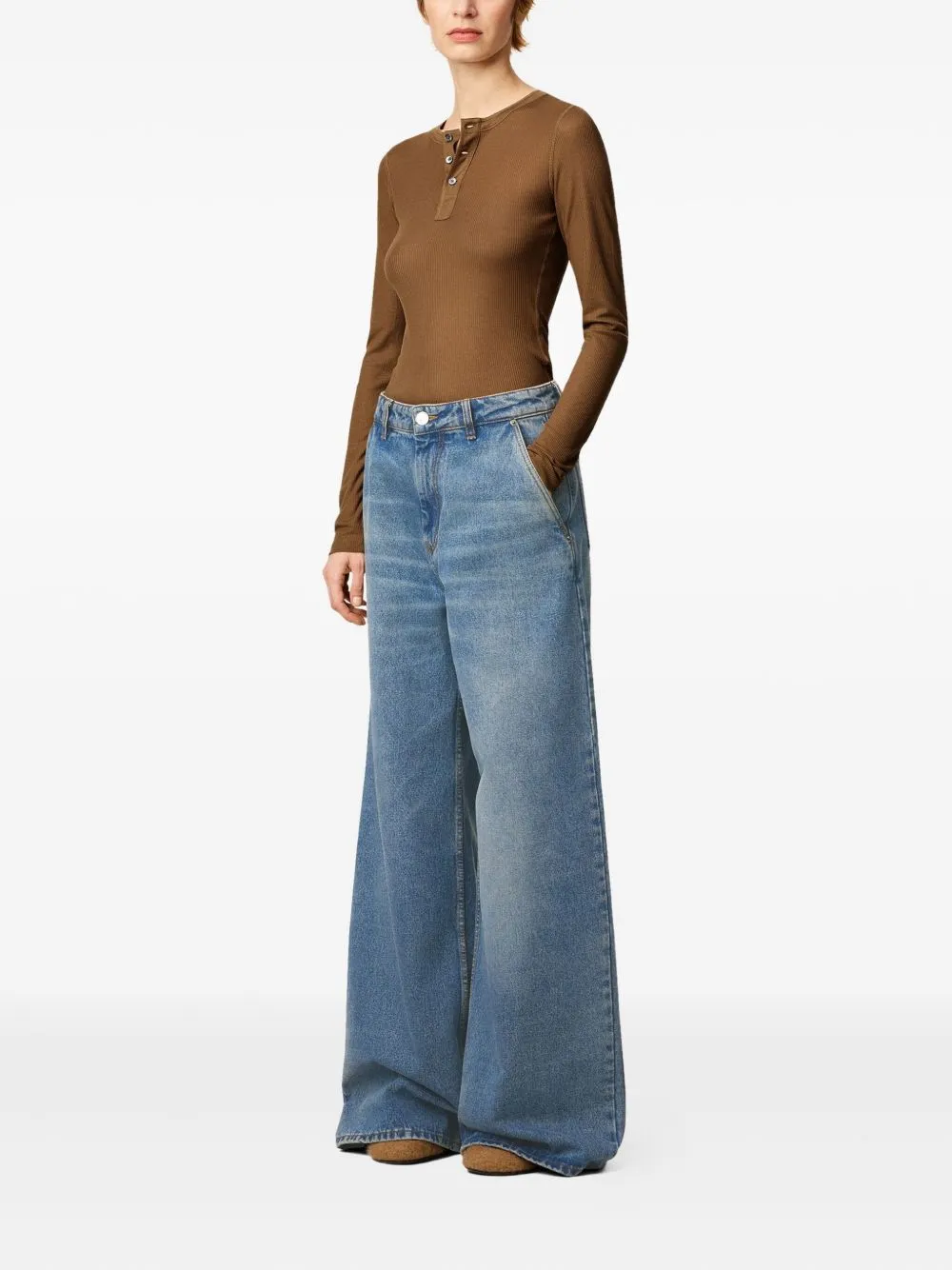 WIDE-LEG DENIM JEANS sold by Lord & Taylor product image thumbnail 3