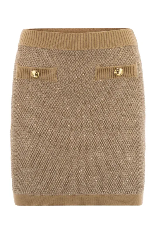 KNITTED MINI SKIRT WITH SEQUINS sold by Lord & Taylor