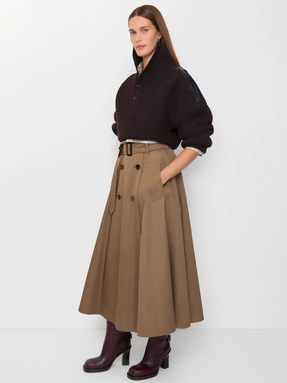 MIDI TRENCH SKIRT IN GABARDINE COTTON sold by Lord & Taylor product image thumbnail 2