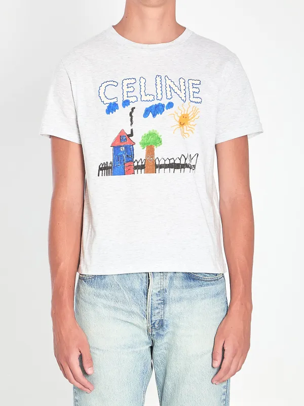 GREY REGULAR COTTON T-SHIRT made by Celine