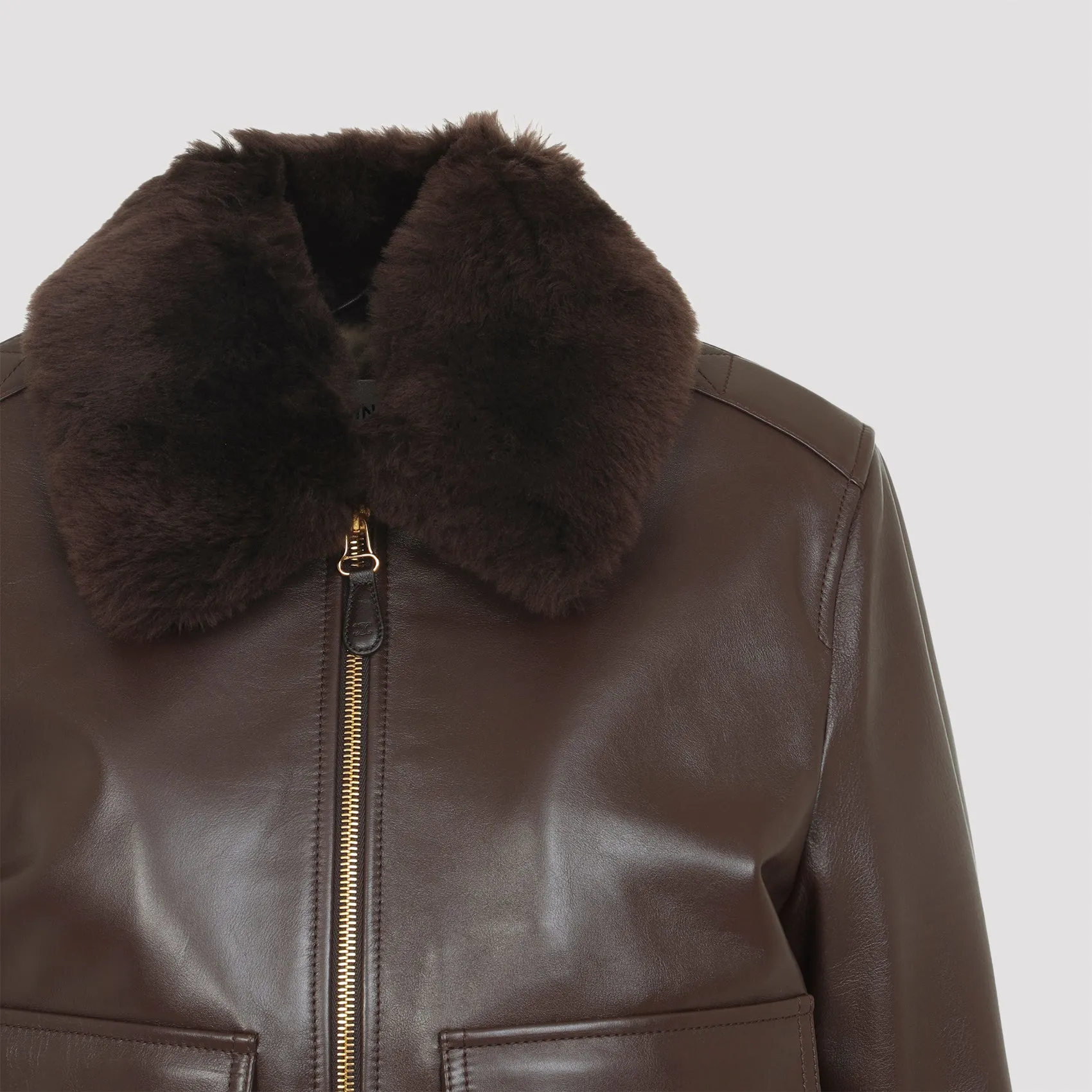 DARK BROWN AVIATOR CALFSKIN BOMBER JACKET sold by Lord & Taylor product image thumbnail 5