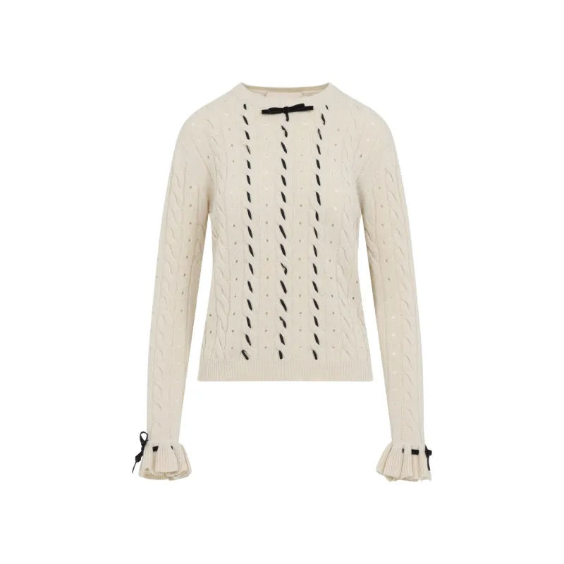 BETULLA WHITE VIRGIN WOOL SWEATER made by Valentino