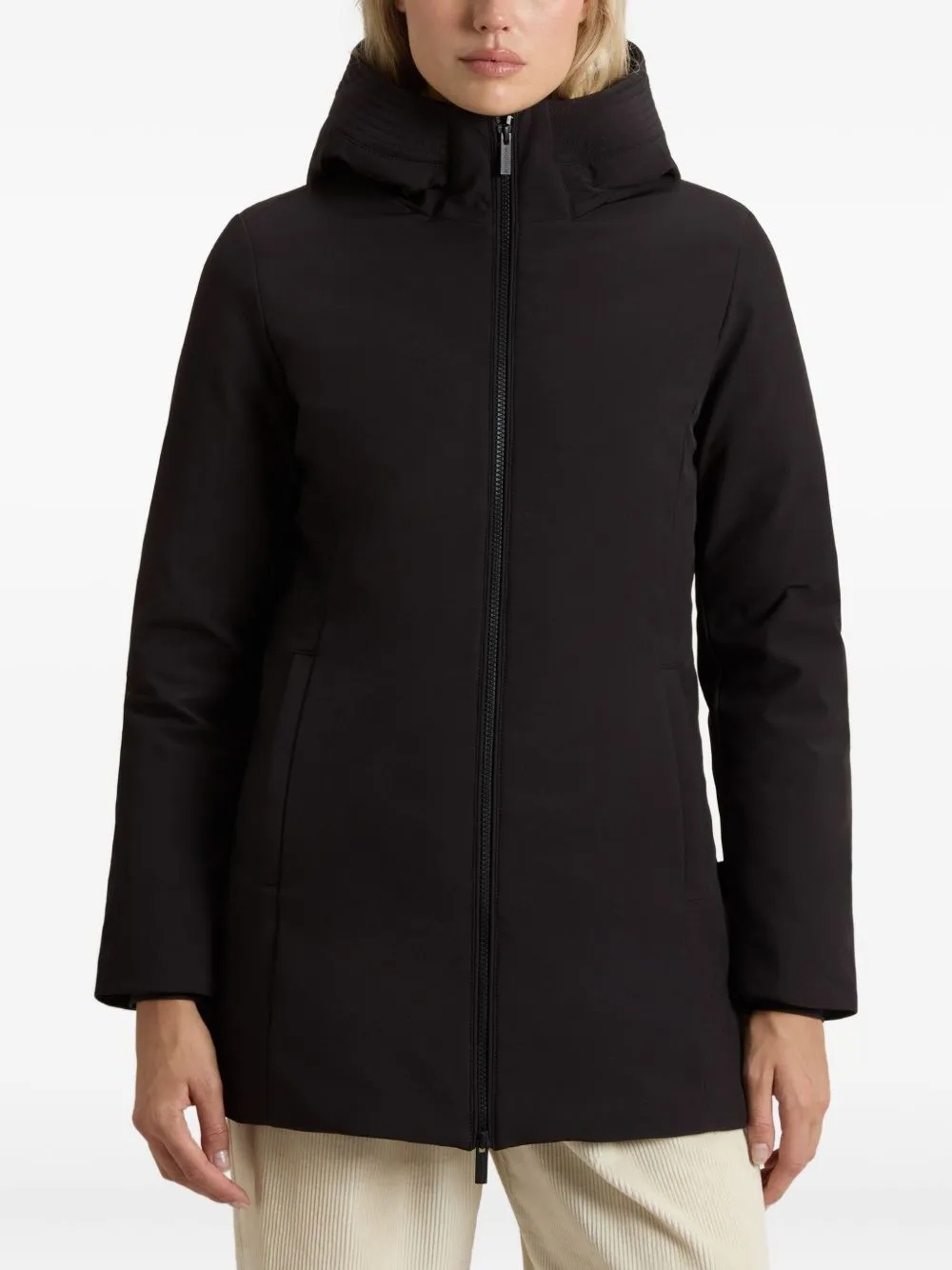 BLACK HOODED ZIP COAT sold by Lord & Taylor product image thumbnail 2