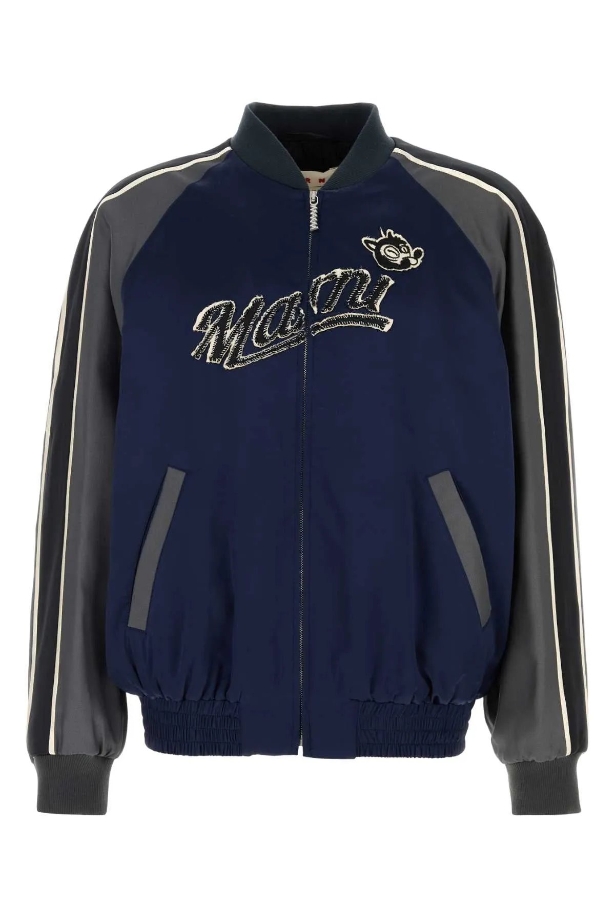 NAVY BLUE SATIN BOMBER JACKET sold by Lord & Taylor