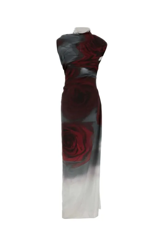 PRINTED SATIN LONG DRESS sold by Lord & Taylor