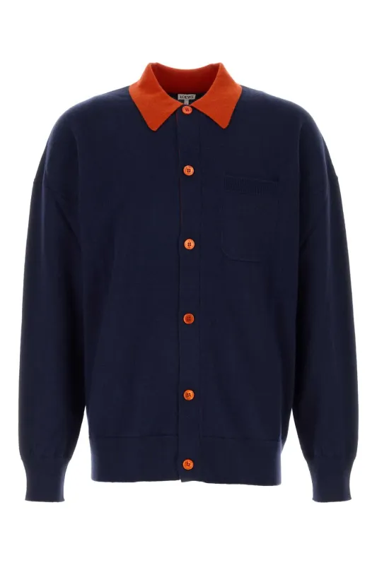 DARK BLUE WOOL CARDIGAN made by Loewe
