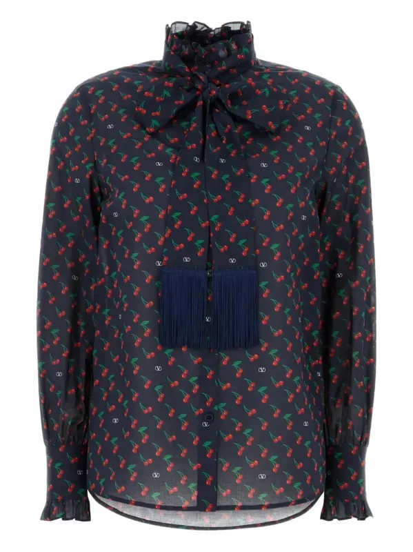 CHERRY PRINT SHIRT WITH RUFFLES sold by Lord & Taylor