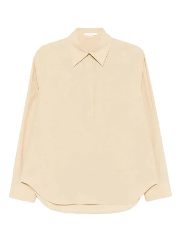 MARGAN LONG-SLEEVE SHIRT WITH CURVED HEM made by The Row
