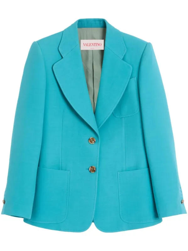 TURQUOISE 2-BUTTON BLAZER sold by Lord & Taylor