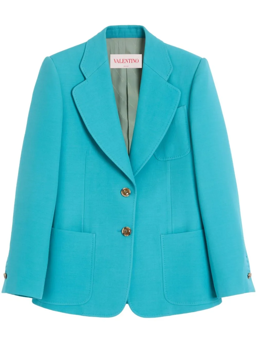 TURQUOISE 2-BUTTON BLAZER sold by Lord & Taylor