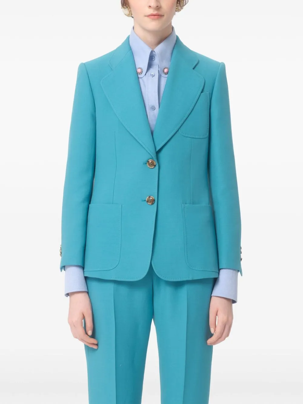 TURQUOISE 2-BUTTON BLAZER sold by Lord & Taylor product image thumbnail 2