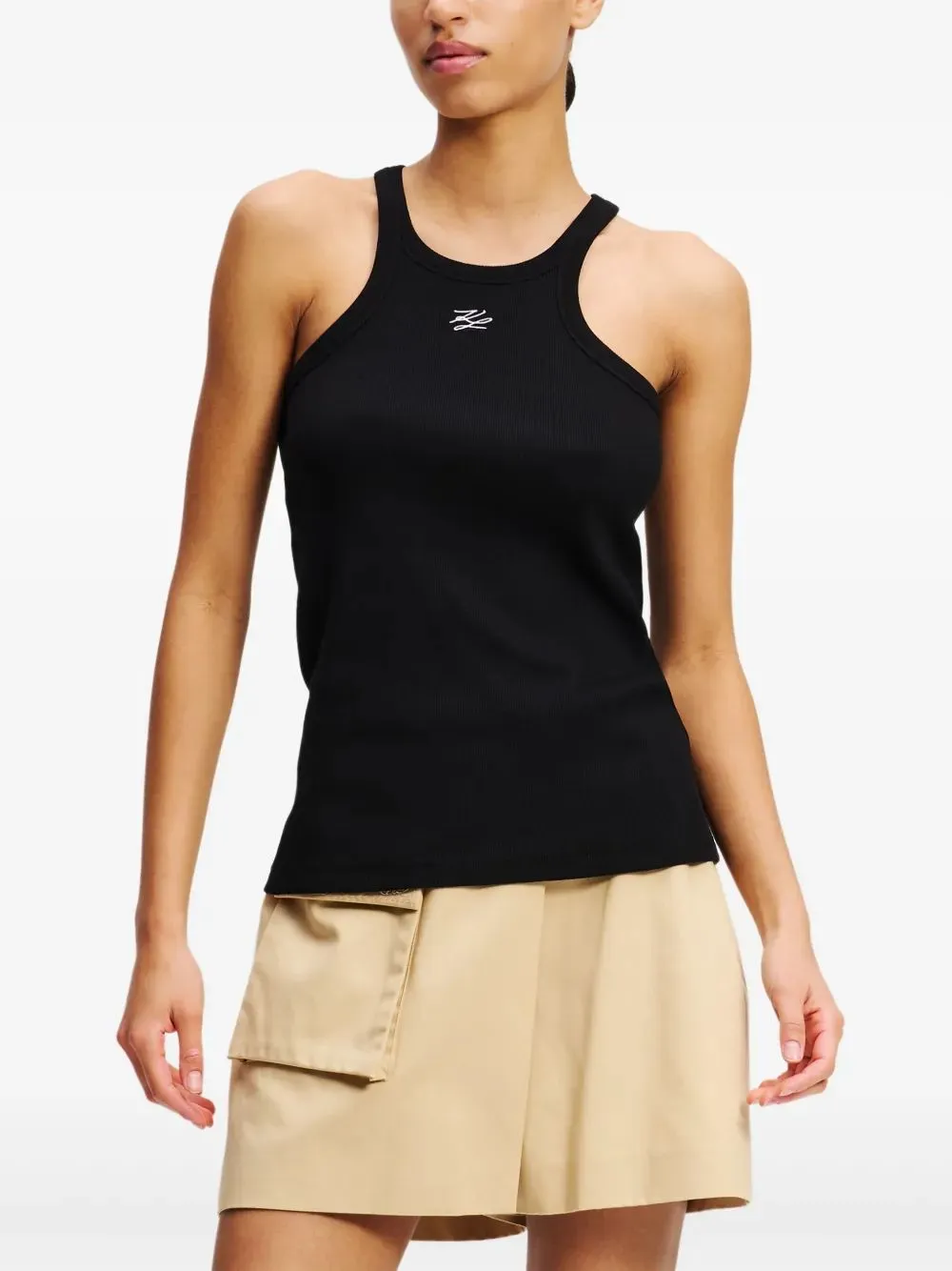 BLACK AUTOGRAPH TOP WHITE EMBROIDERED LOGO sold by Lord & Taylor product image thumbnail 4