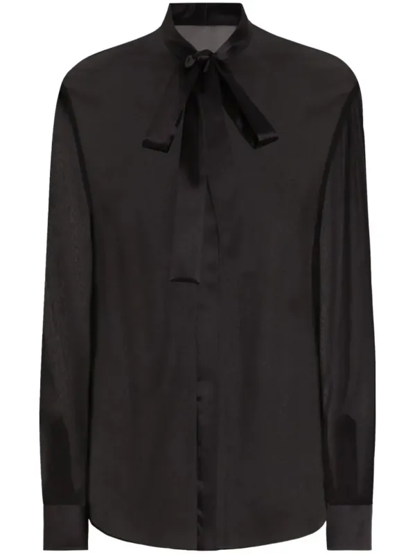 BLACK SILK SHIRT WITH BOW sold by Lord & Taylor
