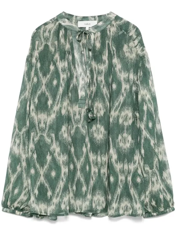 MENAELLE KHAKI BEIGE PRINTED BLOUSE made by ba&sh