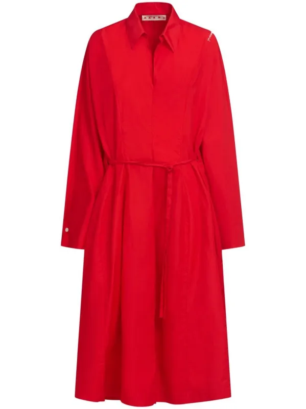ML RED LONG DRESS V NECK BELT made by Marni