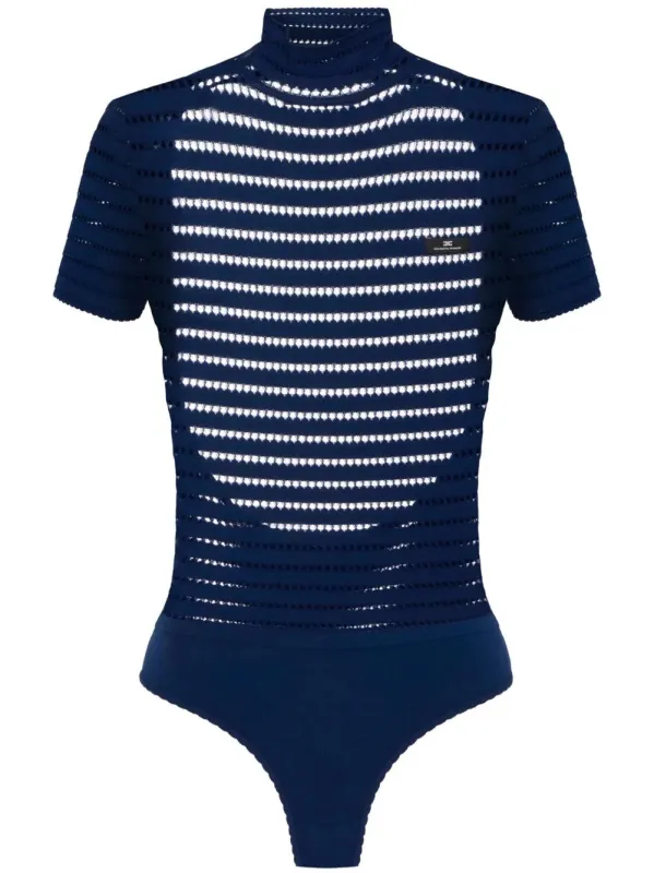 NAVY KNIT HIGH NECK BODYSUIT made by Lord & Taylor