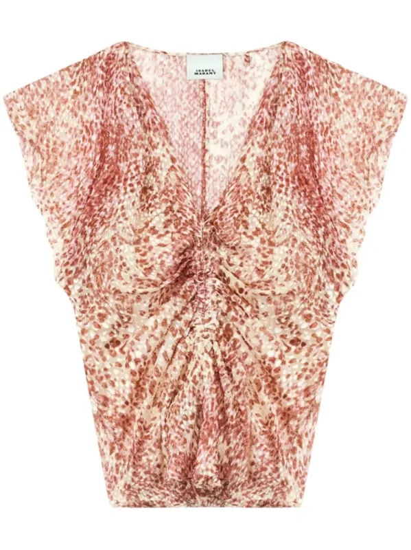 SM TOP LONEA BEIGE OCHER PRINT made by Isabel Marant