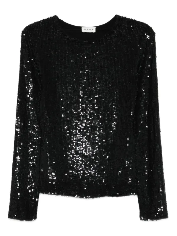 BLACK SEQUIN LONG SLEEVE TOP sold by Lord & Taylor