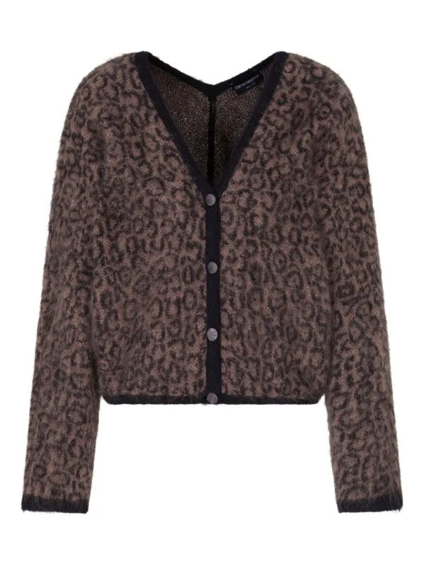 BROWN LEOPARD V-NECK SWEATER sold by Lord & Taylor