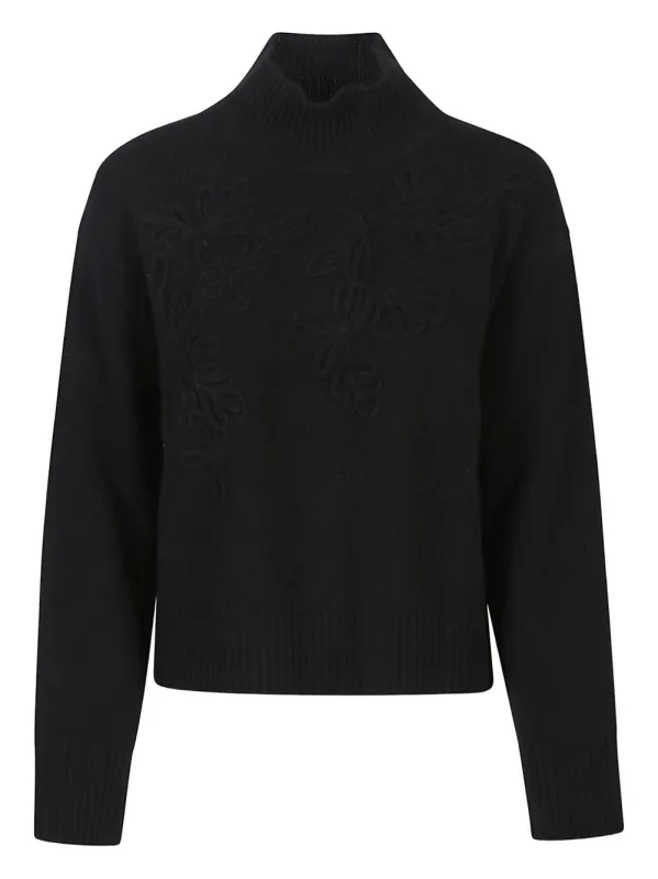BLACK WOOL FLORAL SWEATER sold by Lord & Taylor