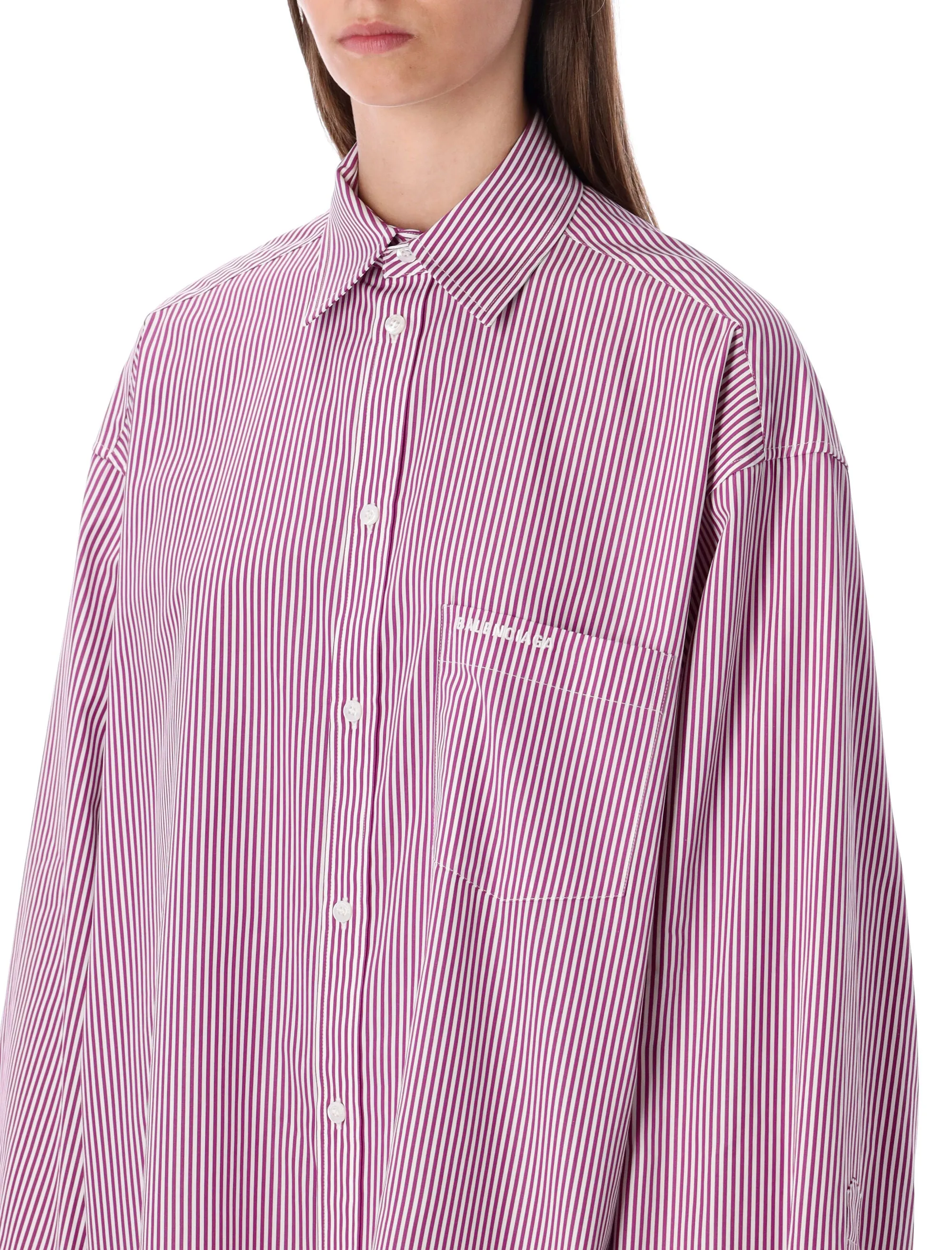 BALENCIAGA OVERSIZED STRIPED COTTON SHIRT WITH KNOTTED CUFFS sold by Lord & Taylor product image thumbnail 3