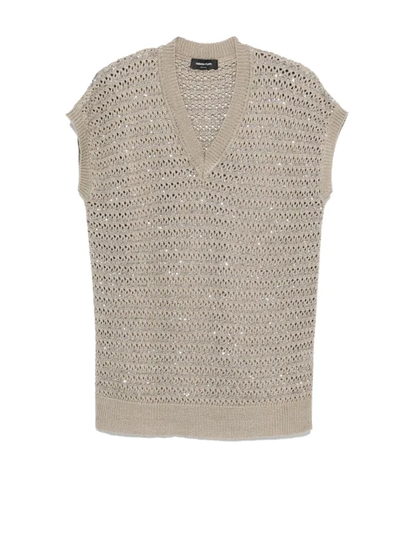 FABIANA FILIPPI CROCHET COTTON SWEATER WITH SEQUINS sold by Lord & Taylor