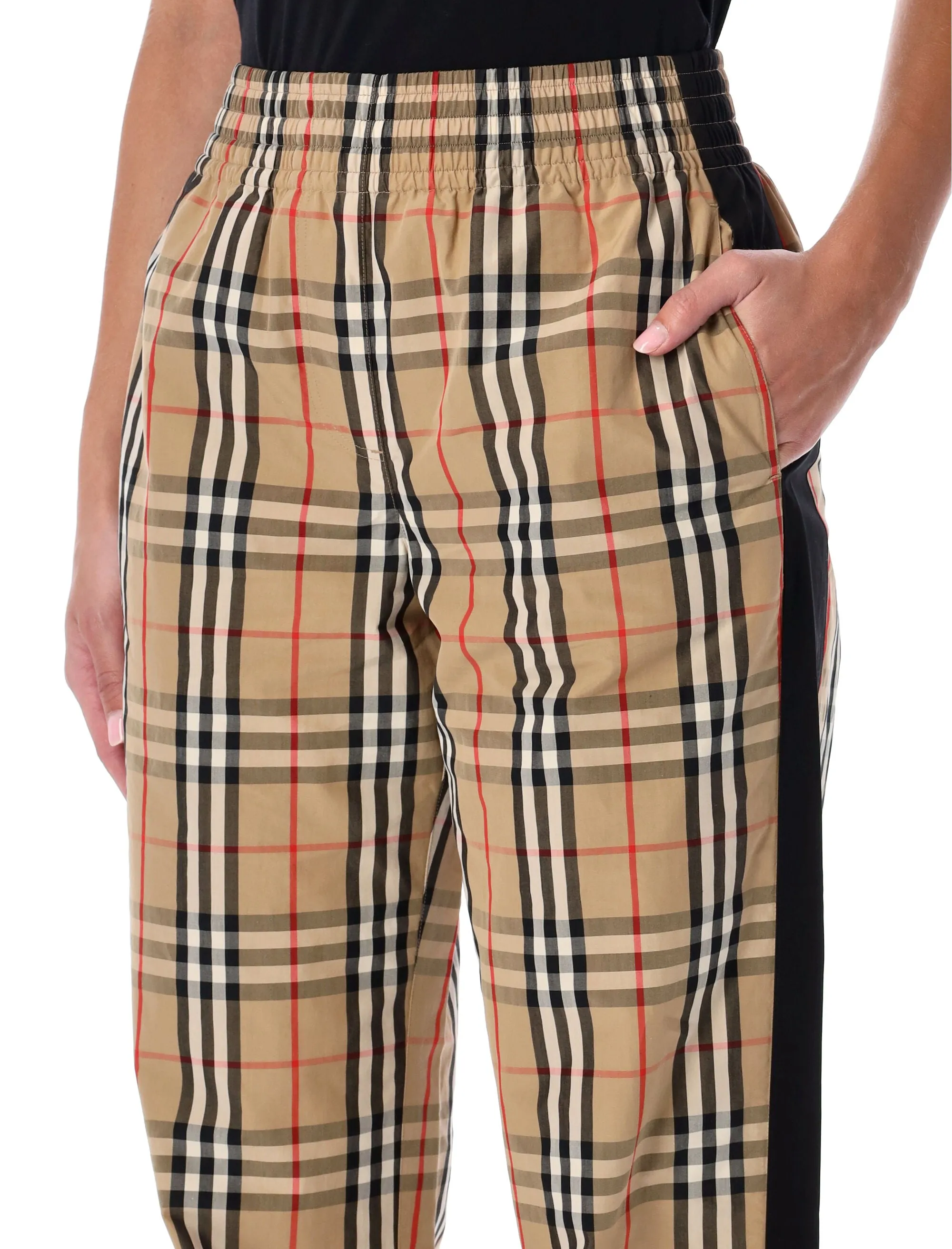 BURBERRY LONDON WIDE-LEG COTTON CHECK TROUSERS sold by Lord & Taylor product image thumbnail 3