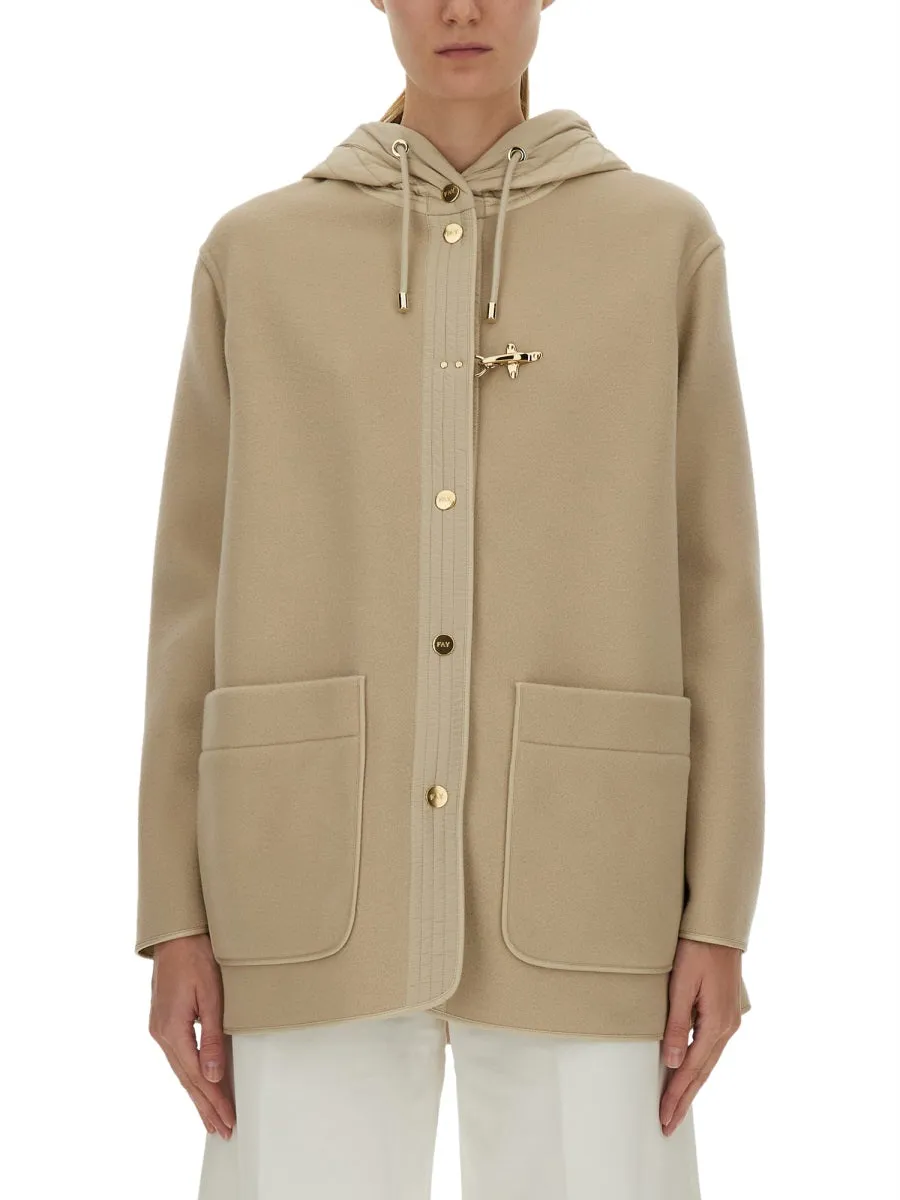 TWO-MATERIAL WOOL AND CASHMERE CABAN COAT sold by Lord & Taylor