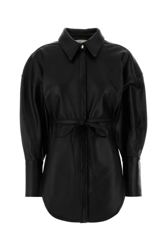 BLACK LEATHER SHIRT made by Blumarine