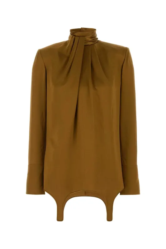 OCHRE SATIN BLOUSE sold by Lord & Taylor