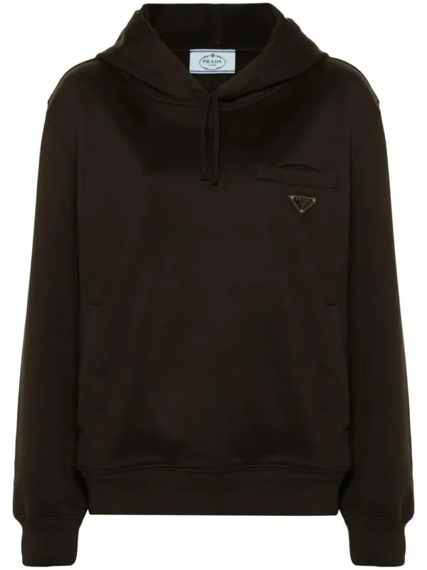 COTTON HOODIE WITH TRIANGLE LOGO made by Prada
